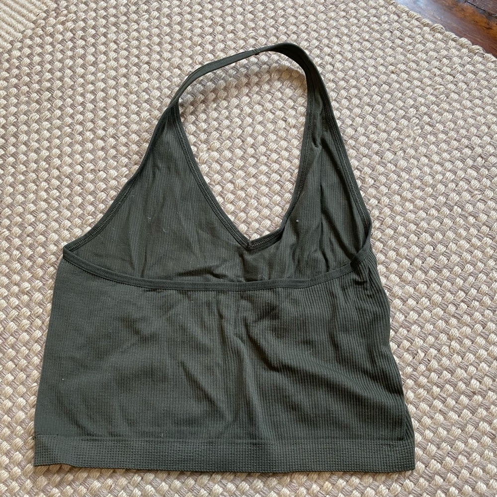So Dark Green Halter Cropped Top - Picture 3 of 3